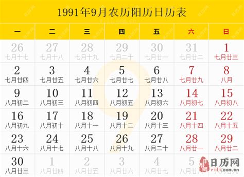 1991 天干地支|1991年日历表,1991年农历表（阴历阳历节日对照表）